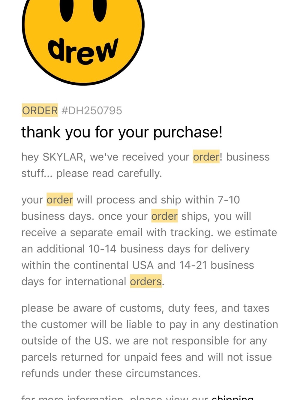 drew house Blue Hoodie with Yellow Smiley Graphic